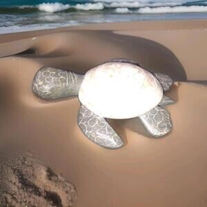 Handcrafted Stone Sea Turtle Figurine carved from Marble And Soap Stone 4 1/2 In